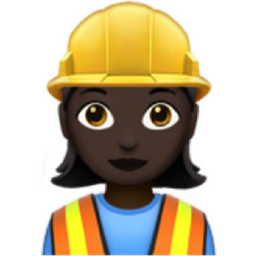 woman construction worker: dark skin tone emoji