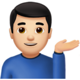man tipping hand: light skin tone emoji