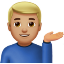 man tipping hand: medium-light skin tone emoji