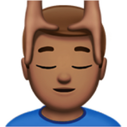 man getting massage: medium skin tone emoji