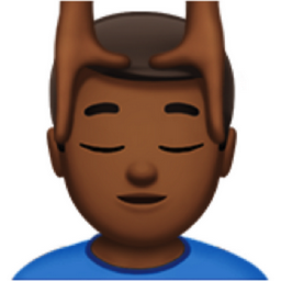 man getting massage: medium-dark skin tone emoji