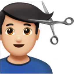 man getting haircut: light skin tone emoji