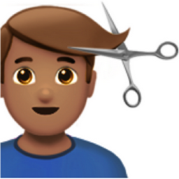 man getting haircut: medium skin tone emoji