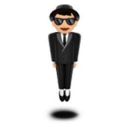 person in suit levitating: light skin tone emoji