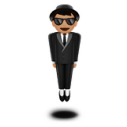 person in suit levitating: medium-light skin tone emoji