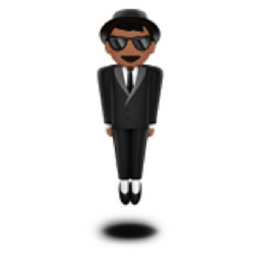 person in suit levitating: medium skin tone emoji