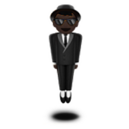 person in suit levitating: dark skin tone emoji