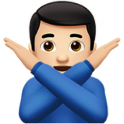 man gesturing NO: light skin tone emoji