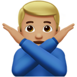 man gesturing NO: medium-light skin tone emoji
