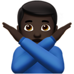man gesturing NO: dark skin tone emoji