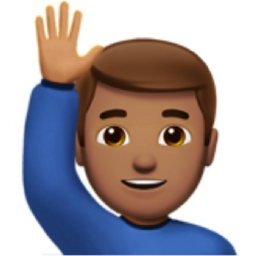man raising hand: medium skin tone emoji