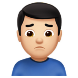 man frowning: light skin tone emoji