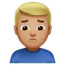 man frowning: medium-light skin tone emoji