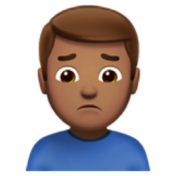 man frowning: medium skin tone emoji