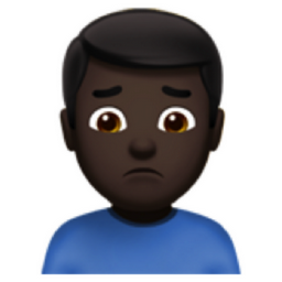 man frowning: dark skin tone emoji