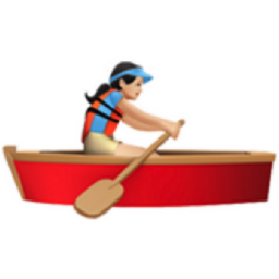 woman rowing boat: light skin tone emoji