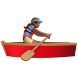 woman rowing boat: medium skin tone emoji