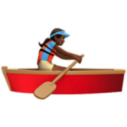 woman rowing boat: medium-dark skin tone emoji