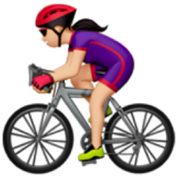 woman biking: light skin tone emoji