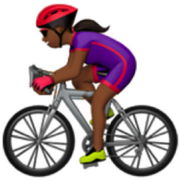 woman biking: medium-dark skin tone emoji