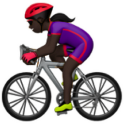 woman biking: dark skin tone emoji