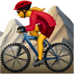 woman mountain biking emoji