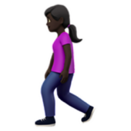 woman walking: dark skin tone emoji