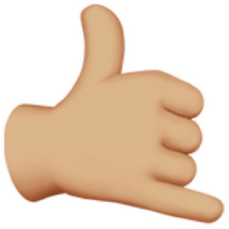 call me hand: medium-light skin tone emoji