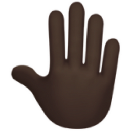 raised back of hand: dark skin tone emoji