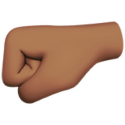 left-facing fist: medium skin tone emoji