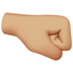 right-facing fist: medium-light skin tone emoji
