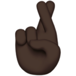 crossed fingers: dark skin tone emoji
