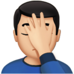 man facepalming: light skin tone emoji
