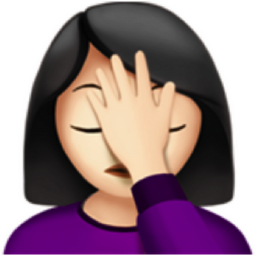 woman facepalming: light skin tone emoji