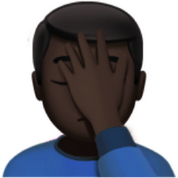 man facepalming: dark skin tone emoji