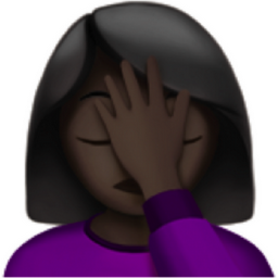 woman facepalming: dark skin tone emoji