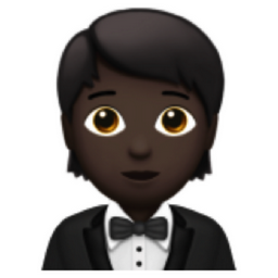 person in tuxedo: dark skin tone emoji
