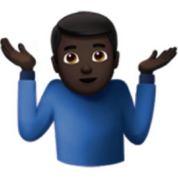 man shrugging: dark skin tone emoji