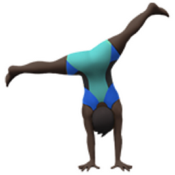 man cartwheeling: dark skin tone emoji