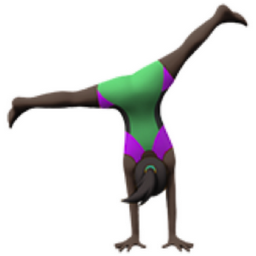 woman cartwheeling: dark skin tone emoji