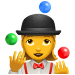 woman juggling emoji