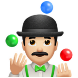 man juggling: light skin tone emoji