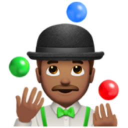 man juggling: medium skin tone emoji