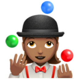woman juggling: medium skin tone emoji