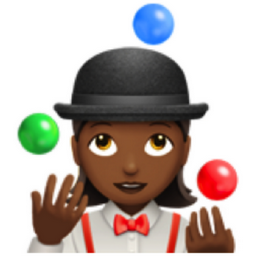 woman juggling: medium-dark skin tone emoji