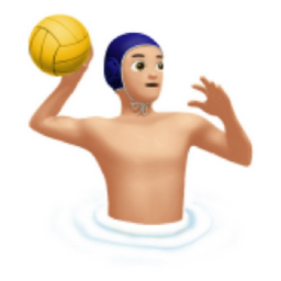 man playing water polo: light skin tone emoji