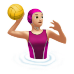 woman playing water polo: light skin tone emoji