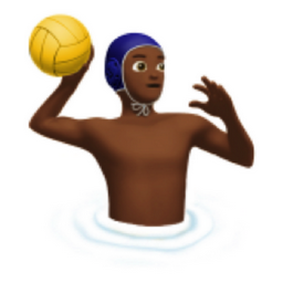 man playing water polo: medium-dark skin tone emoji