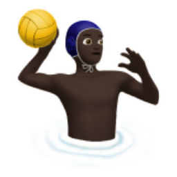 man playing water polo: dark skin tone emoji
