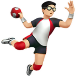 man playing handball: light skin tone emoji